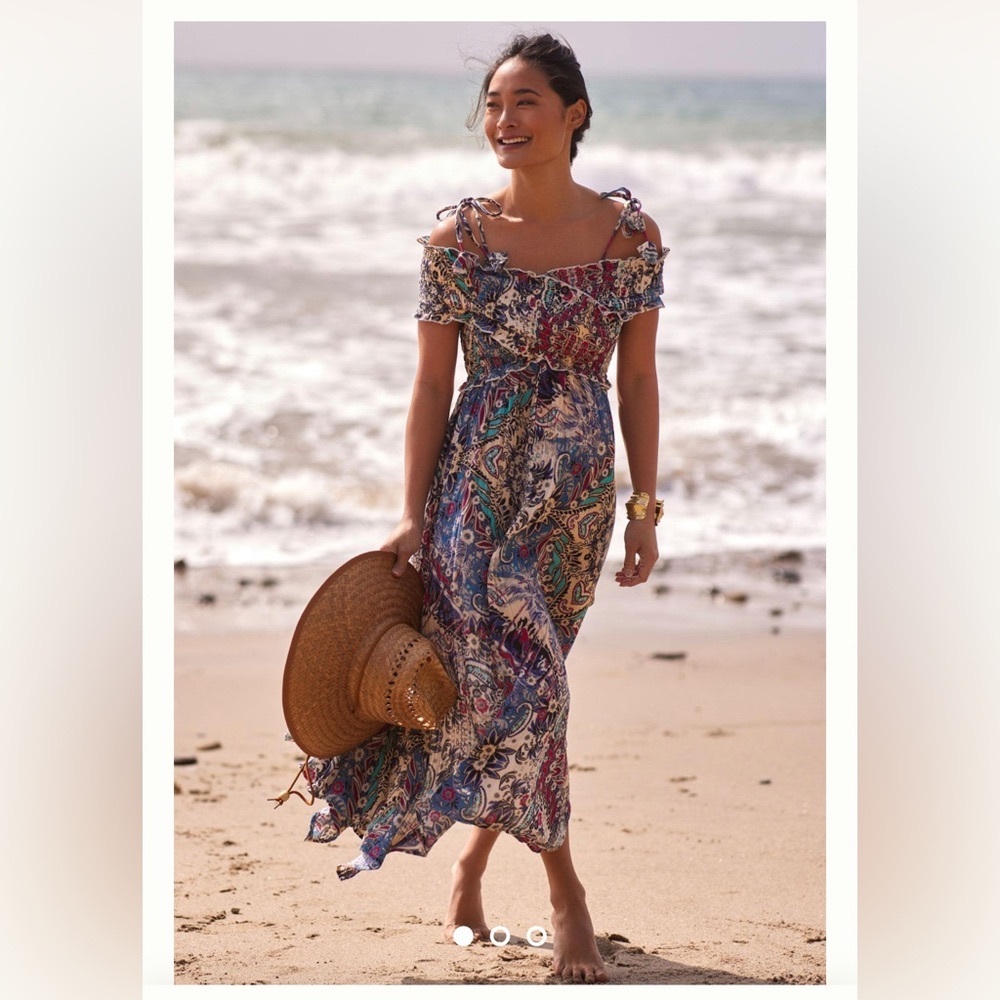 Anthropologie Smock Criss Cross Maxi Dress size XS NTW - Picture 1 of 11